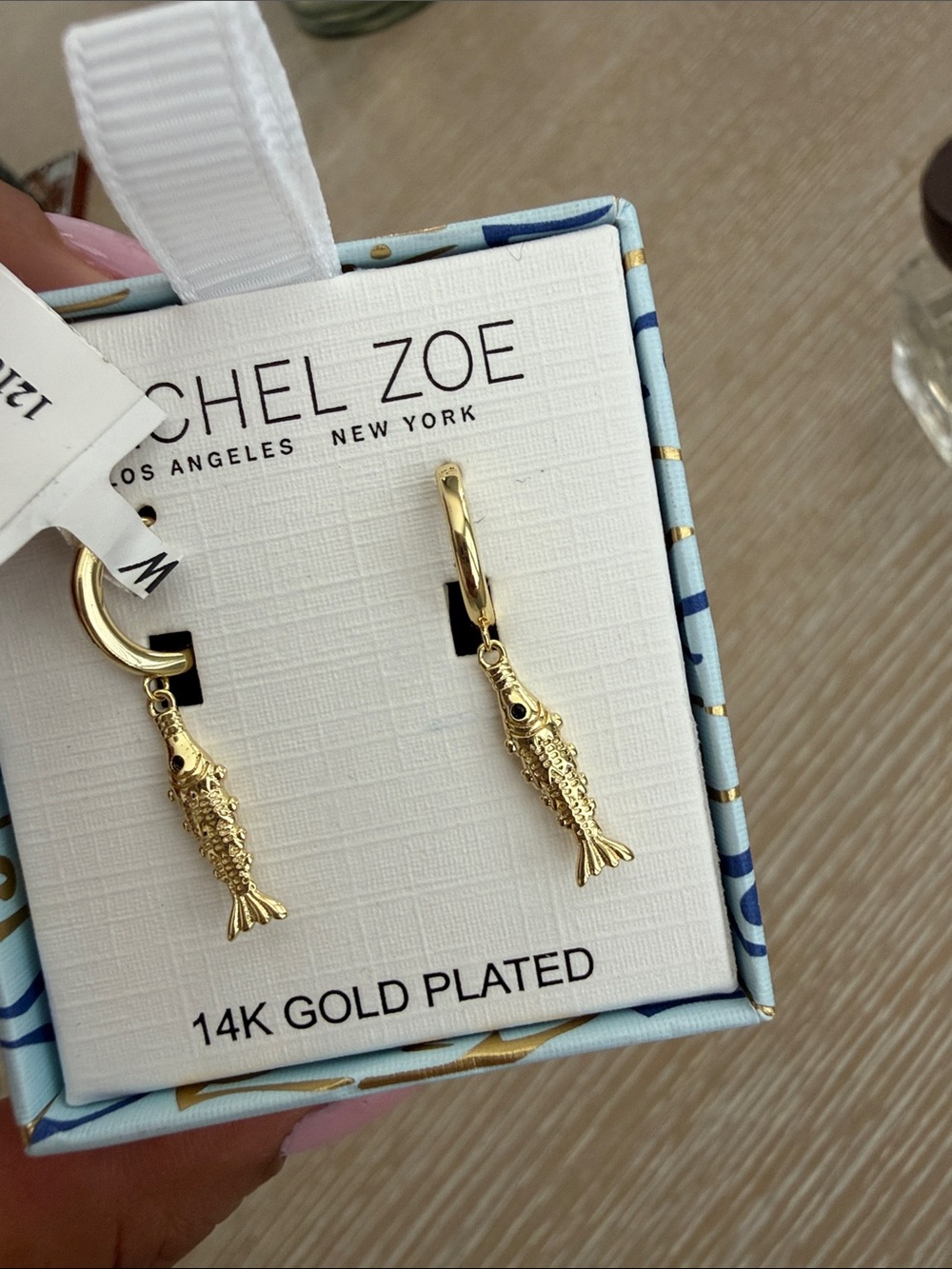 Rachel Zoe Fish Charm Hoop Earrings Sardines Gold Small Hoop Earrings NWT